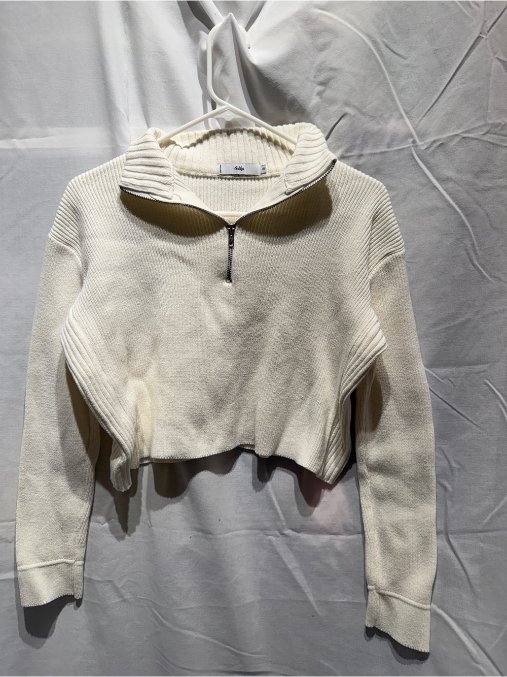 Adika Cream Cropped Half-Zip Turtleneck Sweater